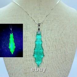 Chandelier Crystal Uranium Glass Necklace Sterling Teal Drop 925 Silver