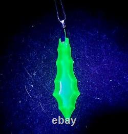 Chandelier Crystal Uranium Glass Necklace Sterling Teal Drop 925 Silver