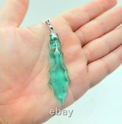 Chandelier Crystal Uranium Glass Necklace Sterling Teal Drop 925 Silver