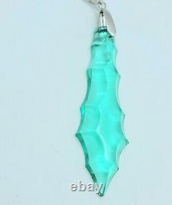 Chandelier Crystal Uranium Glass Necklace Sterling Teal Drop 925 Silver