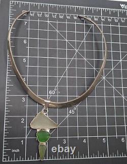Charles Albert Sterling Silver Beach Sea Glass Pendant Collar Torque Necklace