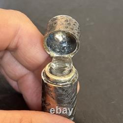 Charles Mappin 1882 London Sterling Silver Glass Ornate Perfume Bottle Antiquehm