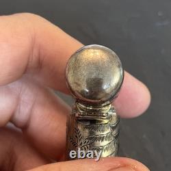 Charles Mappin 1882 London Sterling Silver Glass Ornate Perfume Bottle Antiquehm