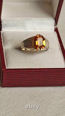 Charm Antique Soviet Russian Ring Sterling Silver 875 Glass Men's Jewelry Size 8