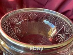Chester Hallmarks Sterling Silver Rim Cut Glass Bowl. Vintage