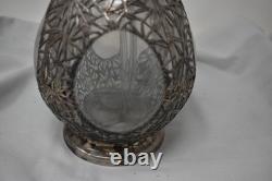 Chinese Export Sterling Silver Overlay Glass Liqour Decanter 4 Spouts