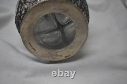 Chinese Export Sterling Silver Overlay Glass Liqour Decanter 4 Spouts