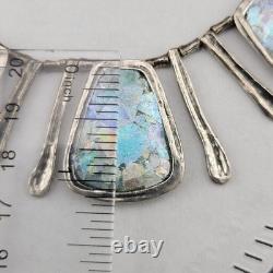 Chunky Ancient Roman Glass Waterfall Bib Pendant Sterling Silver Bib Necklace