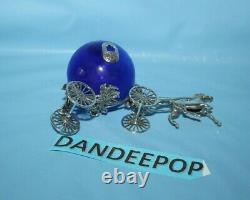 Cinderella Coach Carriage Horse Vintage Sterling Silver With Cobalt Blue Glass