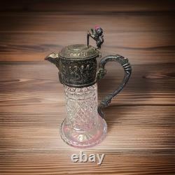 Claret Jug Sterling Silver Cut Crystal Topazio Victorian 925 Portugal