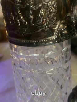 Claret Jug Sterling Silver Cut Crystal Topazio Victorian 925 Portugal