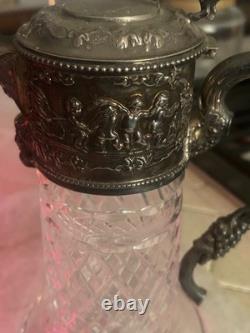Claret Jug Sterling Silver Cut Crystal Topazio Victorian 925 Portugal