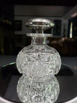 Cologne Bottle Sterling Silver top American Brilliant Cut Glass Pairpoint Nevada