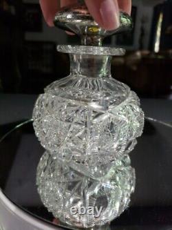 Cologne Bottle Sterling Silver top American Brilliant Cut Glass Pairpoint Nevada