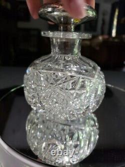 Cologne Bottle Sterling Silver top American Brilliant Cut Glass Pairpoint Nevada