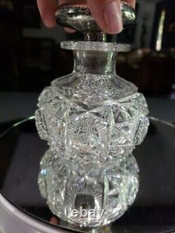 Cologne Bottle Sterling Silver top American Brilliant Cut Glass Pairpoint Nevada