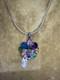 Colorful Sterling Silver Flower Pendant Necklace Italy. 925 Rainbow Glass 17