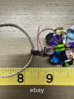 Colorful Sterling Silver Flower Pendant Necklace Italy. 925 Rainbow Glass 17