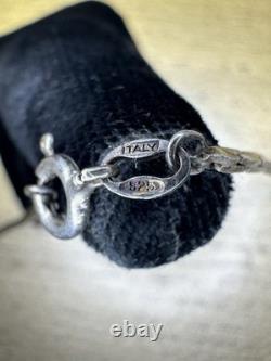 Colorful Sterling Silver Flower Pendant Necklace Italy. 925 Rainbow Glass 17