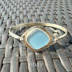 Cornflower Blue Genuine Caribbean Sea Glass Sterling Silver Bracelet