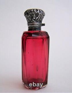 Cranberry Glass & Sterling Silver 1905 Perfume Bottle + Clear Double End Example