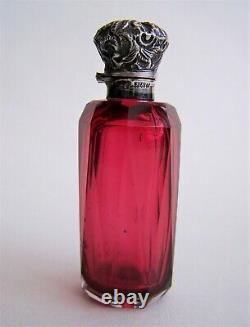 Cranberry Glass & Sterling Silver 1905 Perfume Bottle + Clear Double End Example