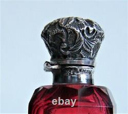 Cranberry Glass & Sterling Silver 1905 Perfume Bottle + Clear Double End Example