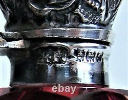 Cranberry Glass & Sterling Silver 1905 Perfume Bottle + Clear Double End Example