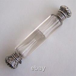 Cranberry Glass & Sterling Silver 1905 Perfume Bottle + Clear Double End Example