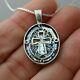 Cross Necklace 925 Sterling Silver -ancient Roman Glass Pendant Cross Faith Bx