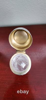 Crystal Glass Jar Sterling Silver 76 Lid. 286grs. Crystal LID Chipped (cant Open)