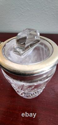 Crystal Glass Jar Sterling Silver 76 Lid. 286grs. Crystal LID Chipped (cant Open)