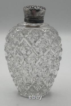 Crystal Sterling Silver Lid Flask Perfume Bottle Cut Glass 5