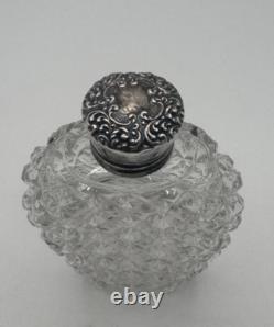 Crystal Sterling Silver Lid Flask Perfume Bottle Cut Glass 5