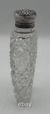 Crystal Sterling Silver Lid Flask Perfume Bottle Cut Glass 5