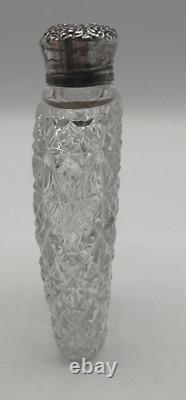 Crystal Sterling Silver Lid Flask Perfume Bottle Cut Glass 5