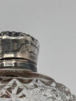 Crystal Sterling Silver Lid Flask Perfume Bottle Cut Glass 5