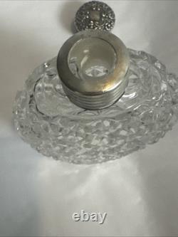 Crystal Sterling Silver Lid Flask Perfume Bottle Cut Glass 5