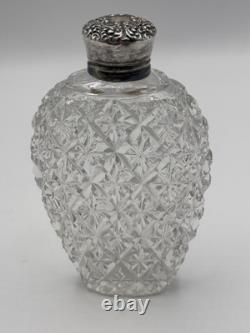 Crystal Sterling Silver Lid Flask Perfume Bottle Cut Glass 5
