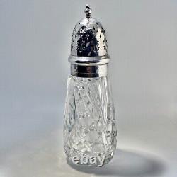 Cut Glass & Sterling Silver Sugar Shaker Castor Suckling Birmingham 1931