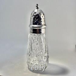 Cut Glass & Sterling Silver Sugar Shaker Castor Suckling Birmingham 1931