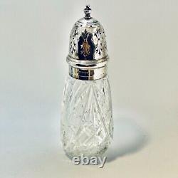 Cut Glass & Sterling Silver Sugar Shaker Castor Suckling Birmingham 1931