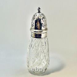 Cut Glass & Sterling Silver Sugar Shaker Castor Suckling Birmingham 1931