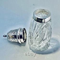 Cut Glass & Sterling Silver Sugar Shaker Castor Suckling Birmingham 1931