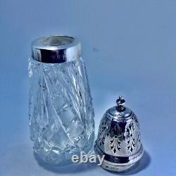 Cut Glass & Sterling Silver Sugar Shaker Castor Suckling Birmingham 1931