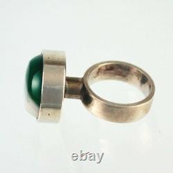 Danish Modern Sterling Silver Art Glass Ring Signed RS