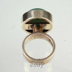 Danish Modern Sterling Silver Art Glass Ring Signed RS