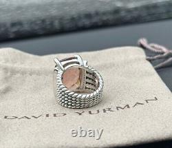 David Yurman Sterling Silver 20x15mm Wheaton Morganite & Diamonds Ring Sz 7.5
