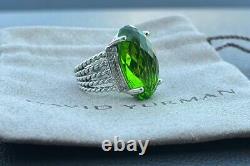 David Yurman Sterling Silver Oval 16x26mm Peridot Wheaton Cable Ring Sz 8