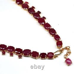 Deluxe Heated Red Ruby, Sapphire & Zircon Necklace 925 Sterling Silver
